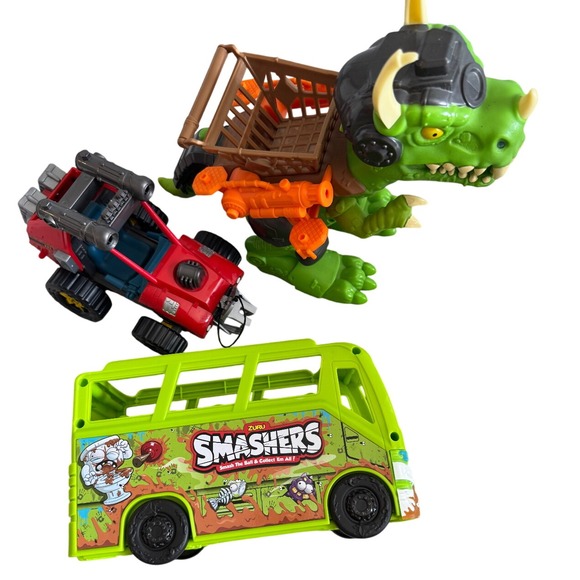Zuru Smashers Toy Vehicle Lot: Dino Ice Age, Bus, Car -‎ Fun Kids Toys - Picture 1 of 12